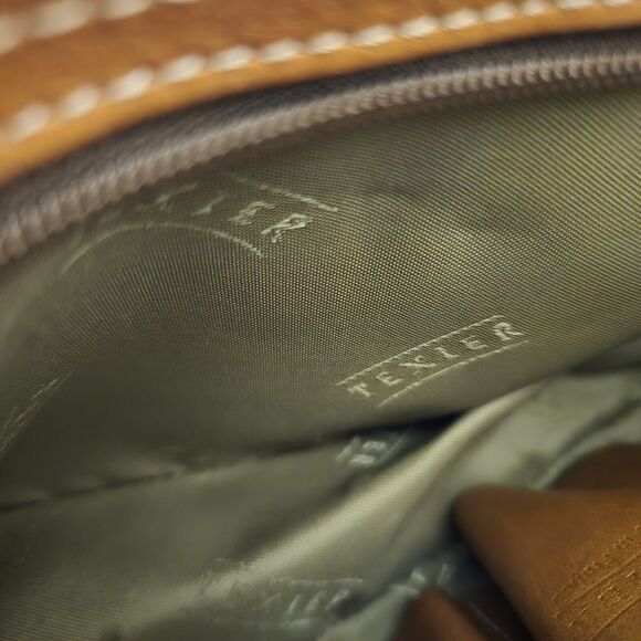 Vintage Texier Tan Leather Shoulder Bag‎ Zip Inner Pocket Single Handle France - Picture 11 of 11